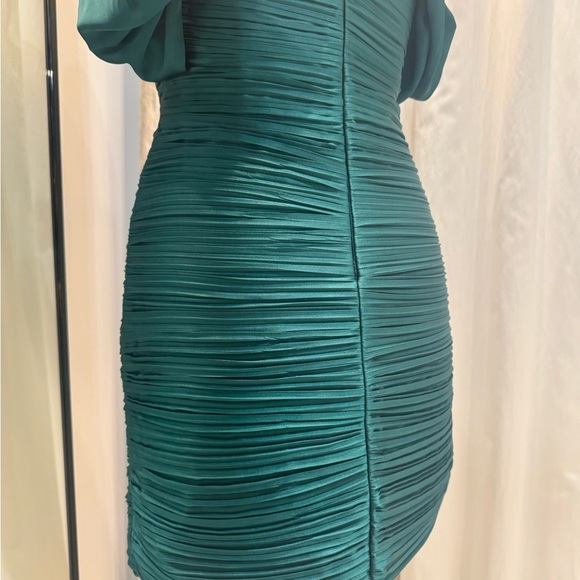 Teal Off-Shoulder Bandage Dress - Picture 4 of 4